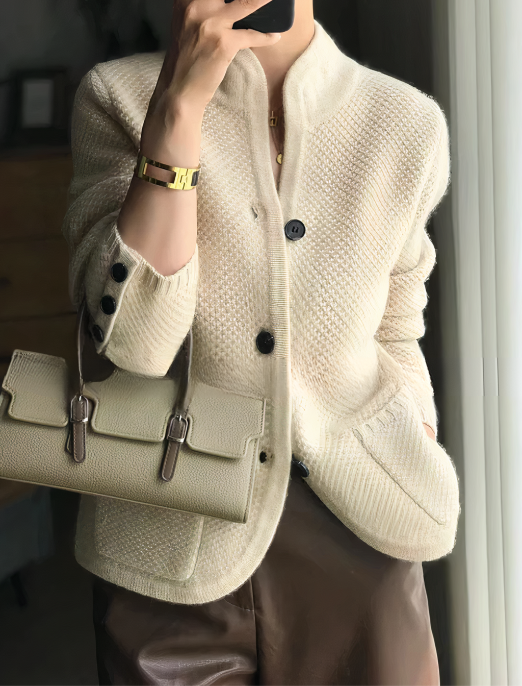 Women Cardigan | Button-Front Long Sleeve Layering Fit