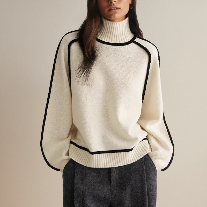 Women Sweater | Ribbed Turtleneck with Long Sleeves