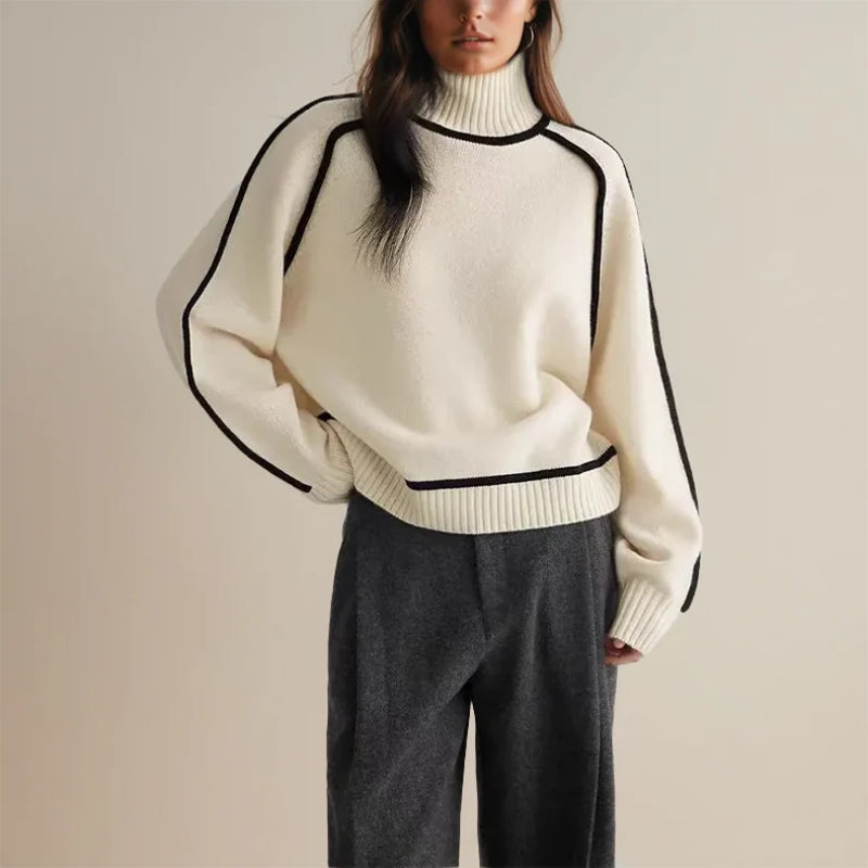 Women Sweater | Ribbed Turtleneck with Long Sleeves