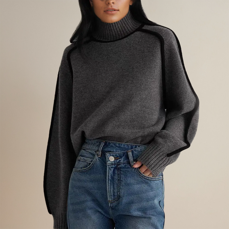 Women Sweater | Ribbed Turtleneck with Long Sleeves