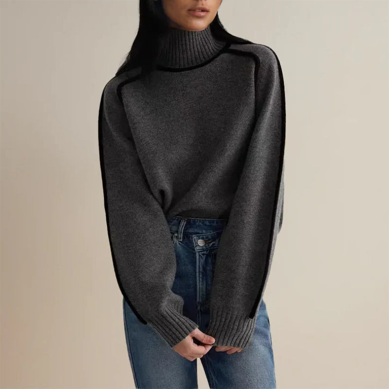 Women Sweater | Ribbed Turtleneck with Long Sleeves