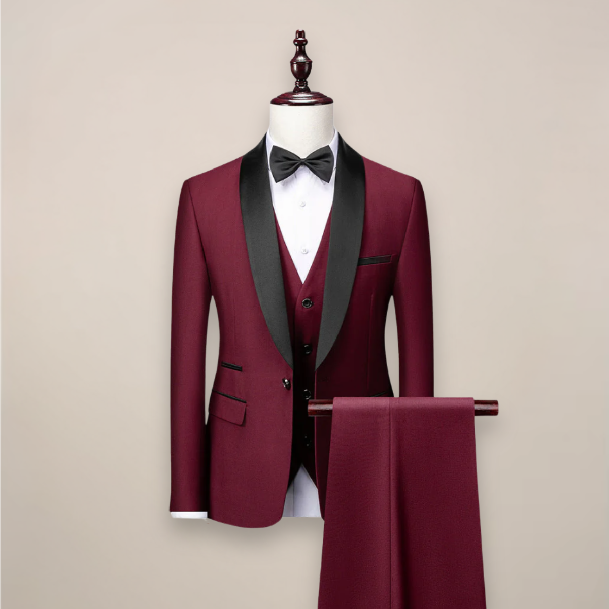 Men Suit | Three-Piece Shawl Lapel Tuxedo with Waistcoat