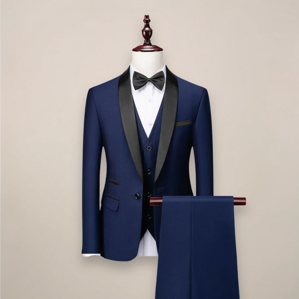Men Suit | Three-Piece Shawl Lapel Tuxedo with Waistcoat
