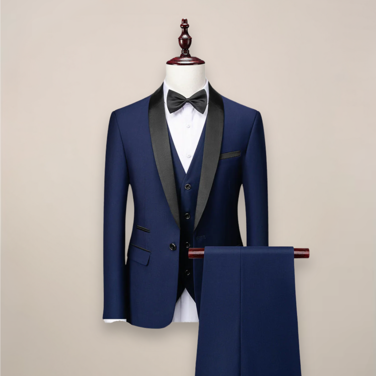 Men Suit | Three-Piece Shawl Lapel Tuxedo with Waistcoat