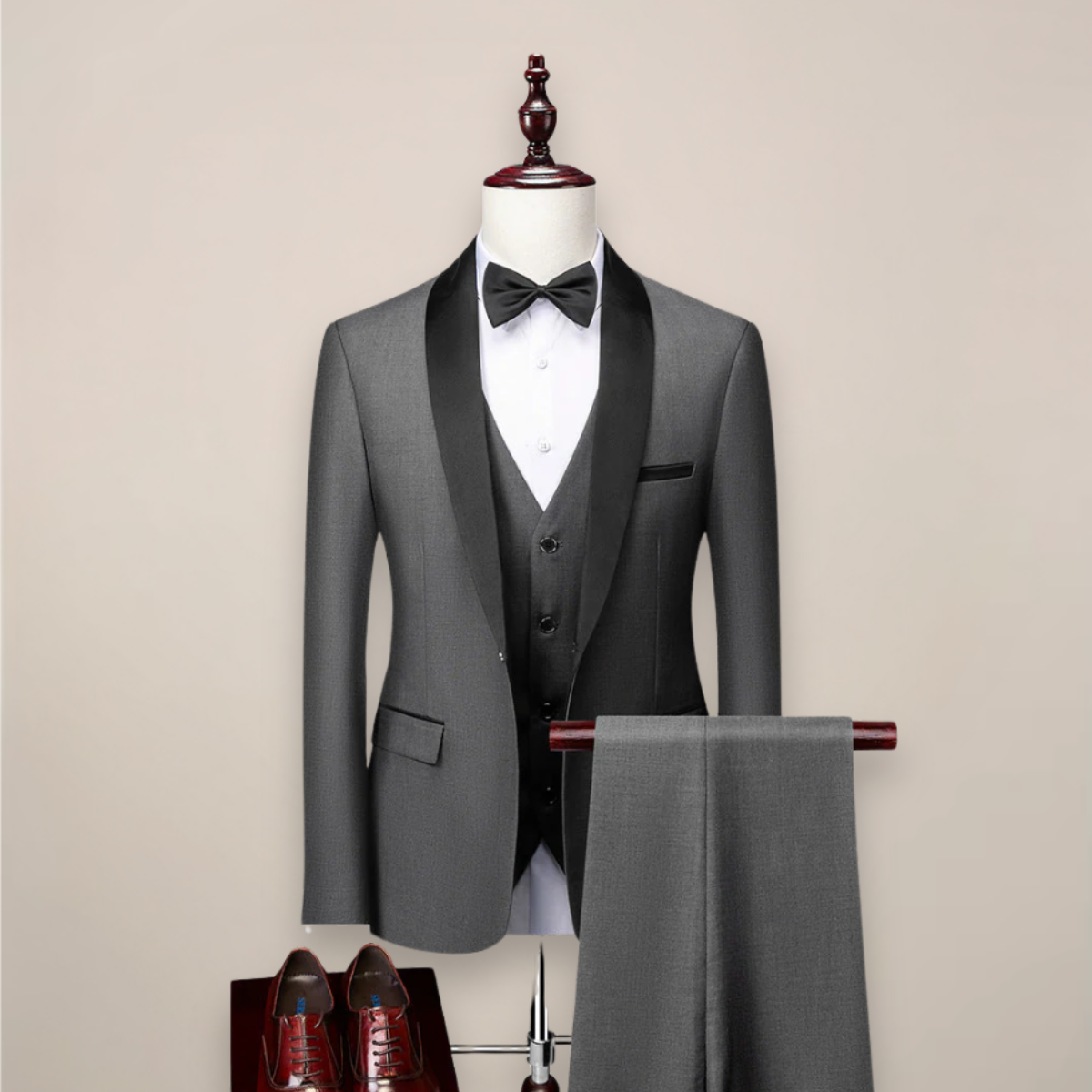 Men Suit | Three-Piece Shawl Lapel Tuxedo with Waistcoat