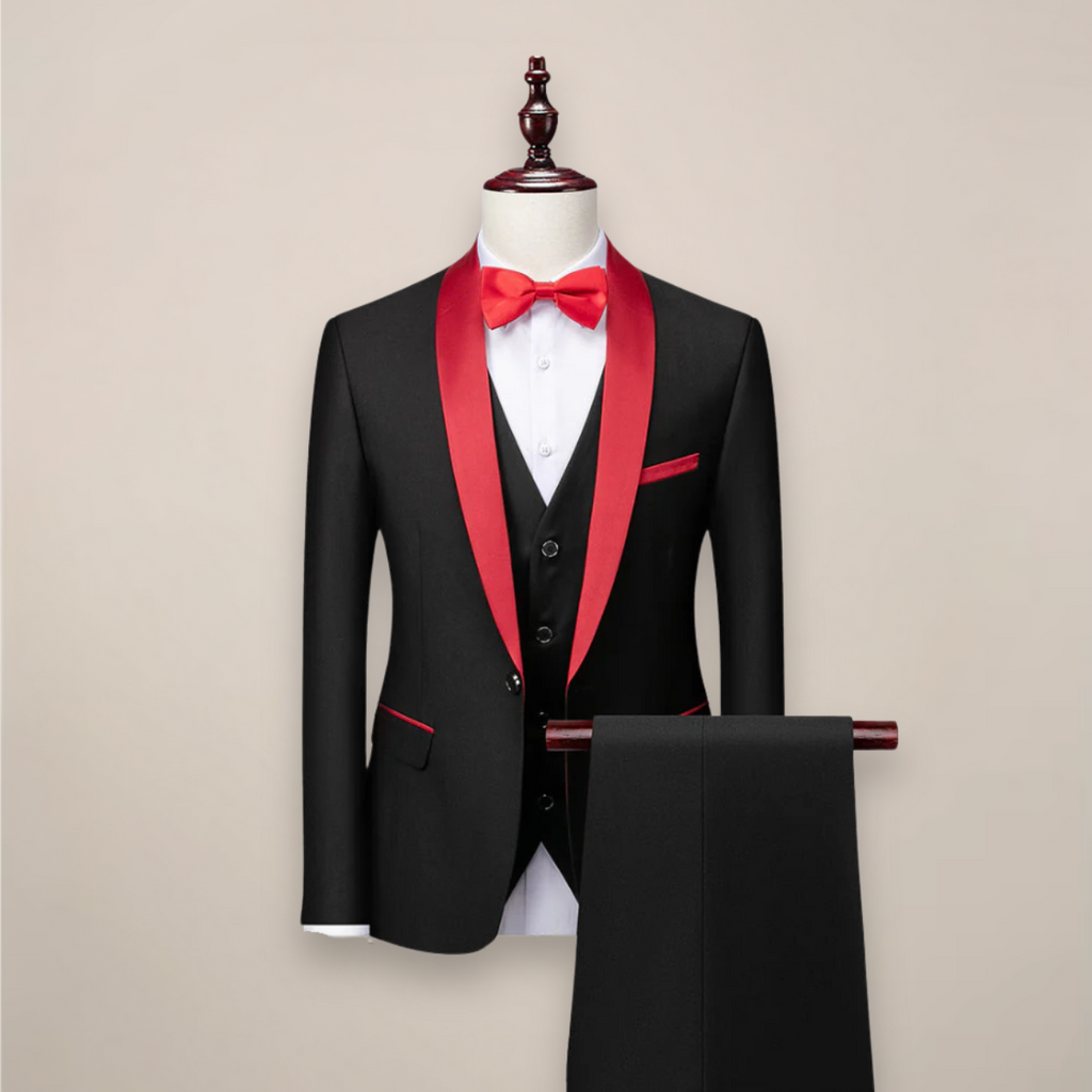 Men Suit | Three-Piece Shawl Lapel Tuxedo with Waistcoat