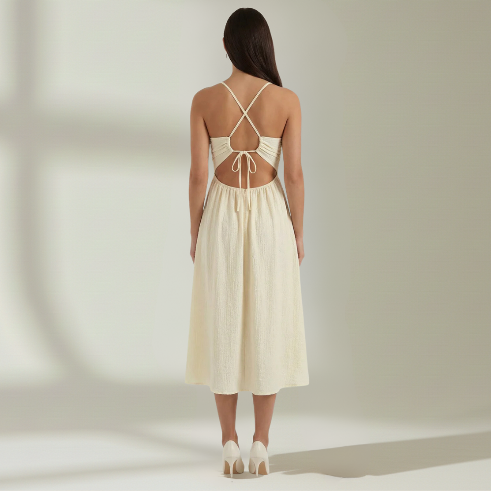 Midi Dress Women Adjustable Shoulder Fastening Straps