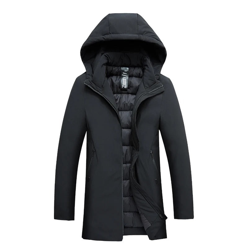 Men Jacket | Hooded Full-Zip Fitted Cold Weather Outerwear