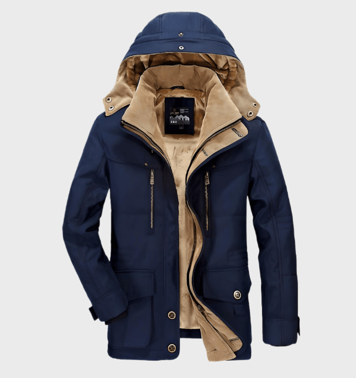 Men Coat | Hooded Padded Design with Zip Front Closure