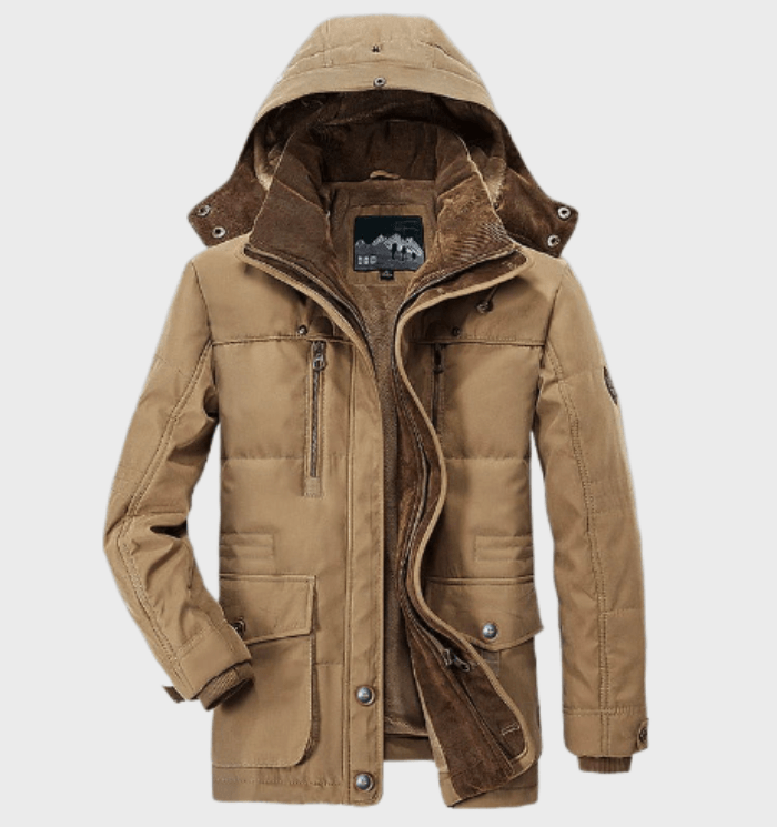 Men Coat | Hooded Padded Design with Zip Front Closure