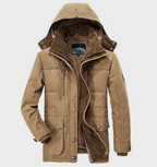 Men Coat | Hooded Padded Design with Zip Front Closure