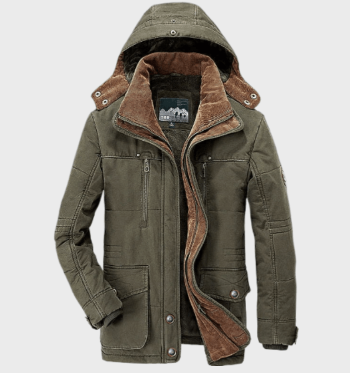 Men Coat | Hooded Padded Design with Zip Front Closure