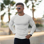 Men Sweatshirt | Fitted Crew Neck Knit Pullover Long Sleeve