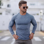 Men Sweatshirt | Fitted Crew Neck Knit Pullover Long Sleeve