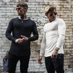 Men Sweatshirt | Fitted Crew Neck Knit Pullover Long Sleeve