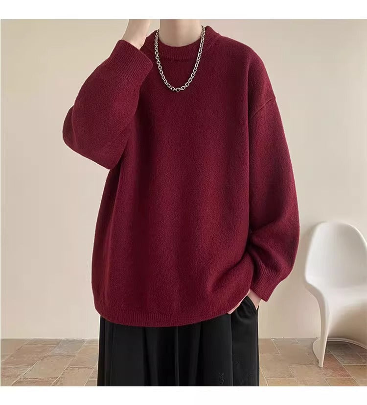 Men Sweatshirt | Oversized Fit with Crew Neck and Ribbed Trim