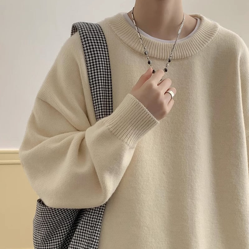Men Sweatshirt | Oversized Fit with Crew Neck and Ribbed Trim