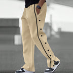 Men Joggers | Relaxed Straight-Leg Fit with Snap Closure