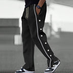 Men Joggers | Relaxed Straight-Leg Fit with Snap Closure