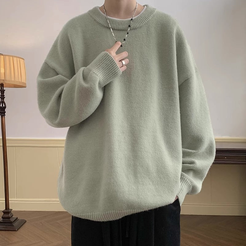 Men Sweatshirt | Oversized Fit with Crew Neck and Ribbed Trim