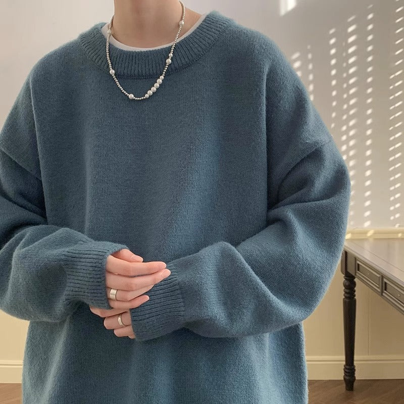 Men Sweatshirt | Oversized Fit with Crew Neck and Ribbed Trim