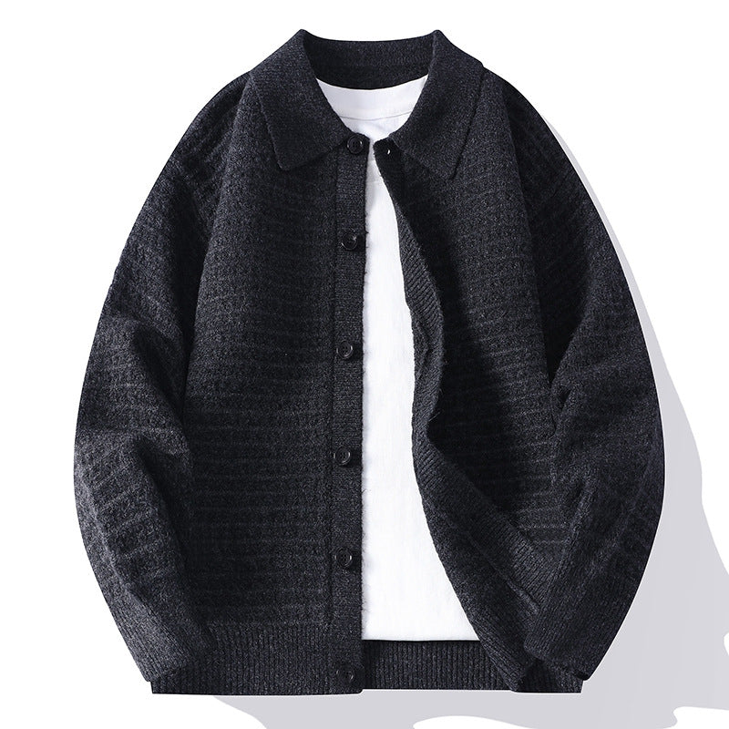 Men Cardigan | Relaxed Fit with Waffle Knit and Button Front