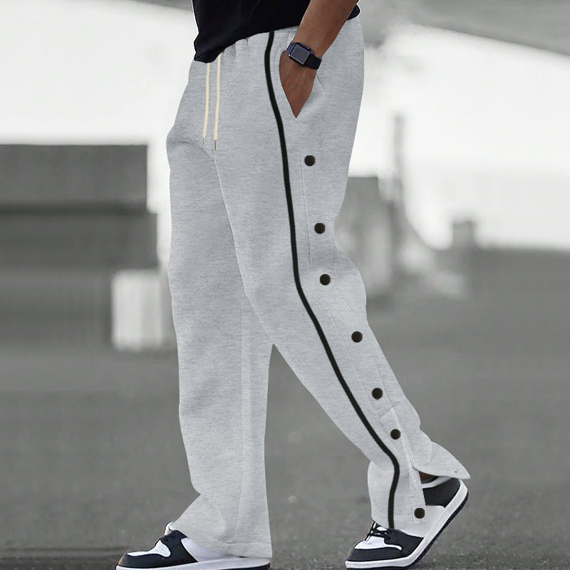 Men Joggers | Relaxed Straight-Leg Fit with Snap Closure