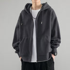 Men Hoodie | Oversized Fit with Full-Zip and Double Hood