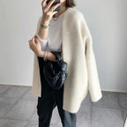 Women Cardigan | Loose Fit Round Neck with Front Pockets