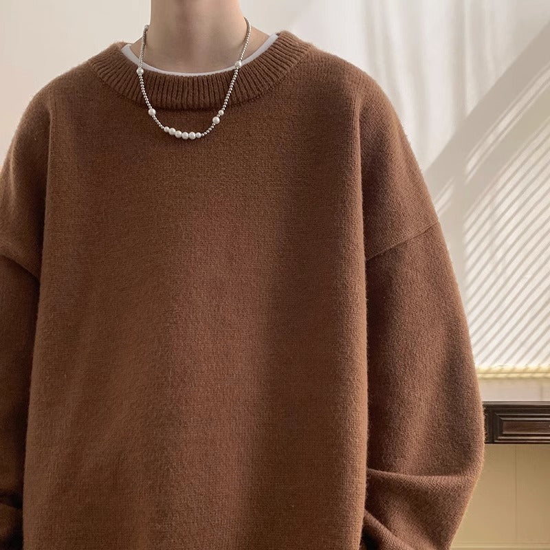 Men Sweatshirt | Oversized Fit with Crew Neck and Ribbed Trim