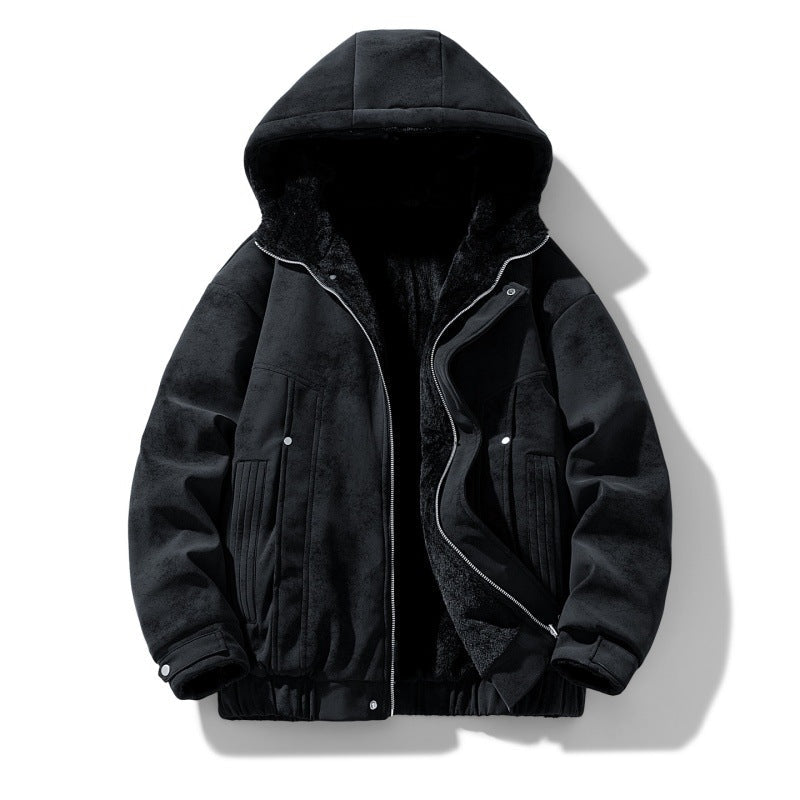 Men Jacket | Relaxed Fit Hooded Bomber with Dual Zip