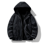Men Jacket | Relaxed Fit Hooded Bomber with Dual Zip