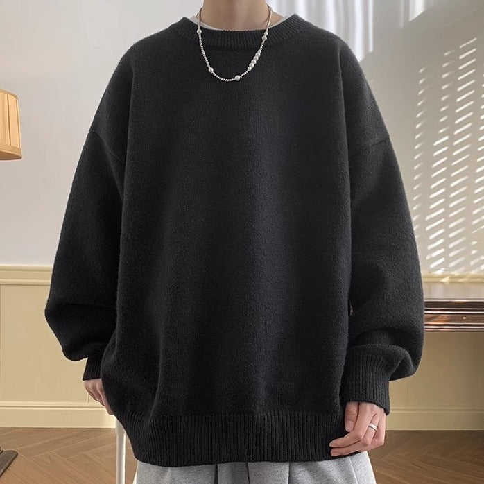 Men Sweatshirt | Oversized Fit with Crew Neck and Ribbed Trim