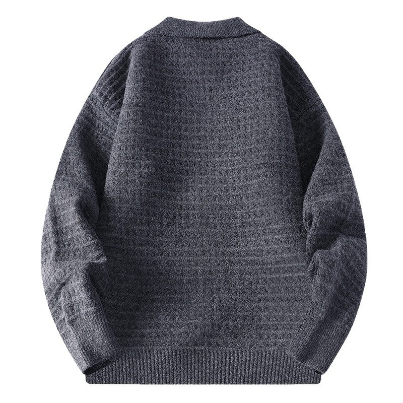 Men Cardigan | Relaxed Fit with Waffle Knit and Button Front