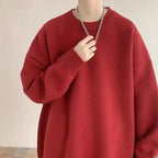 Men Sweatshirt | Oversized Fit with Crew Neck and Ribbed Trim