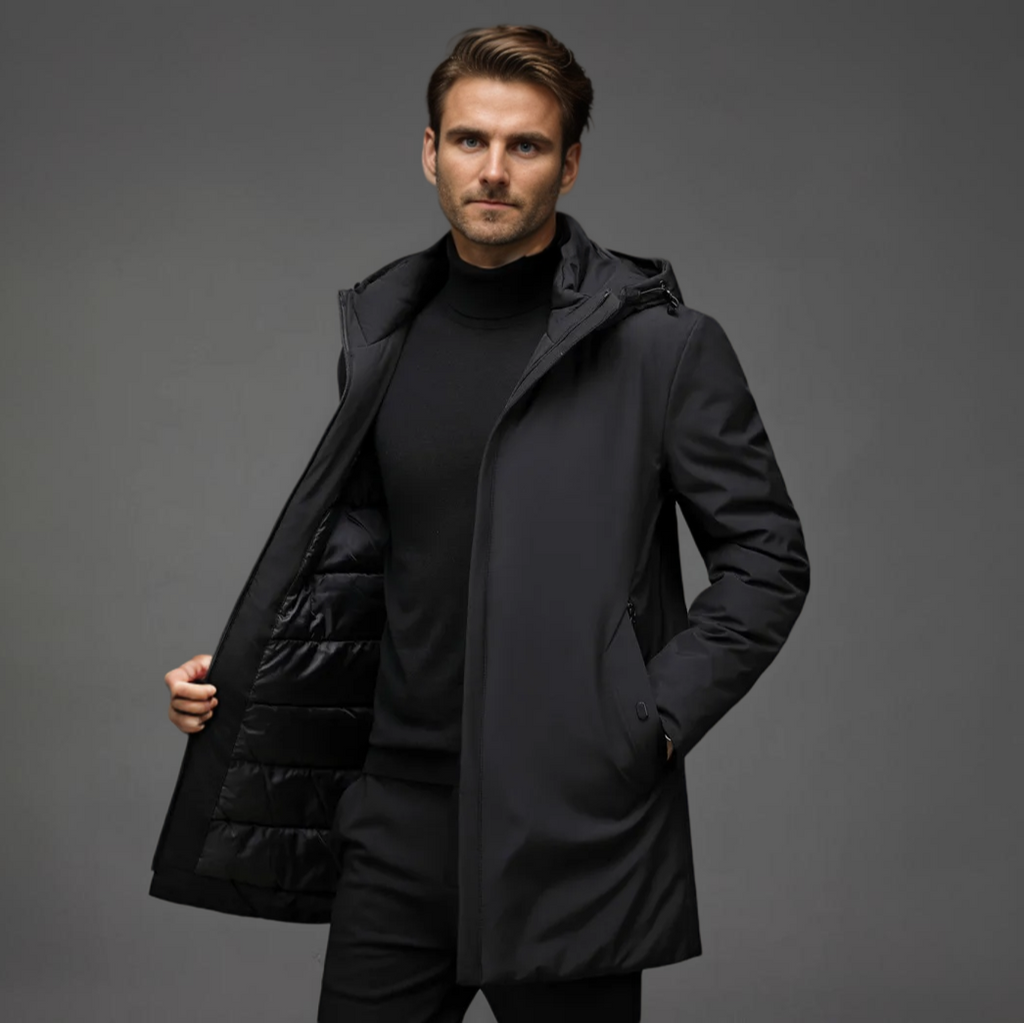 Men Jacket | Hooded Full-Zip Fitted Cold Weather Outerwear