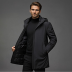 Men Jacket | Hooded Full-Zip Fitted Cold Weather Outerwear