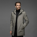 Men Jacket | Hooded Full-Zip Fitted Cold Weather Outerwear