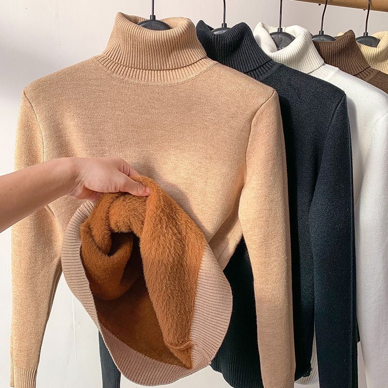 Women Sweater | High Collar Pullover with Internal Lining