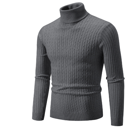 Men Sweater | Ribbed Knit Turtleneck with Long Sleeves