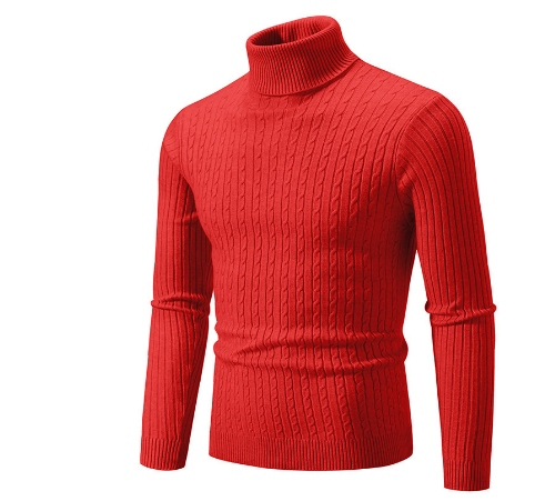 Men Sweater | Ribbed Knit Turtleneck with Long Sleeves