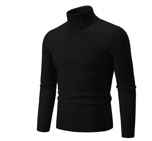 Men Sweater | Ribbed Knit Turtleneck with Long Sleeves