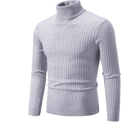 Men Sweater | Ribbed Knit Turtleneck with Long Sleeves