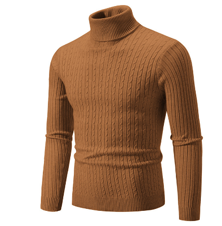 Men Sweater | Ribbed Knit Turtleneck with Long Sleeves
