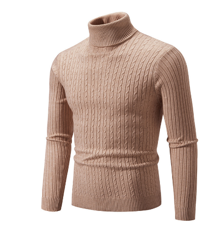 Men Sweater | Ribbed Knit Turtleneck with Long Sleeves