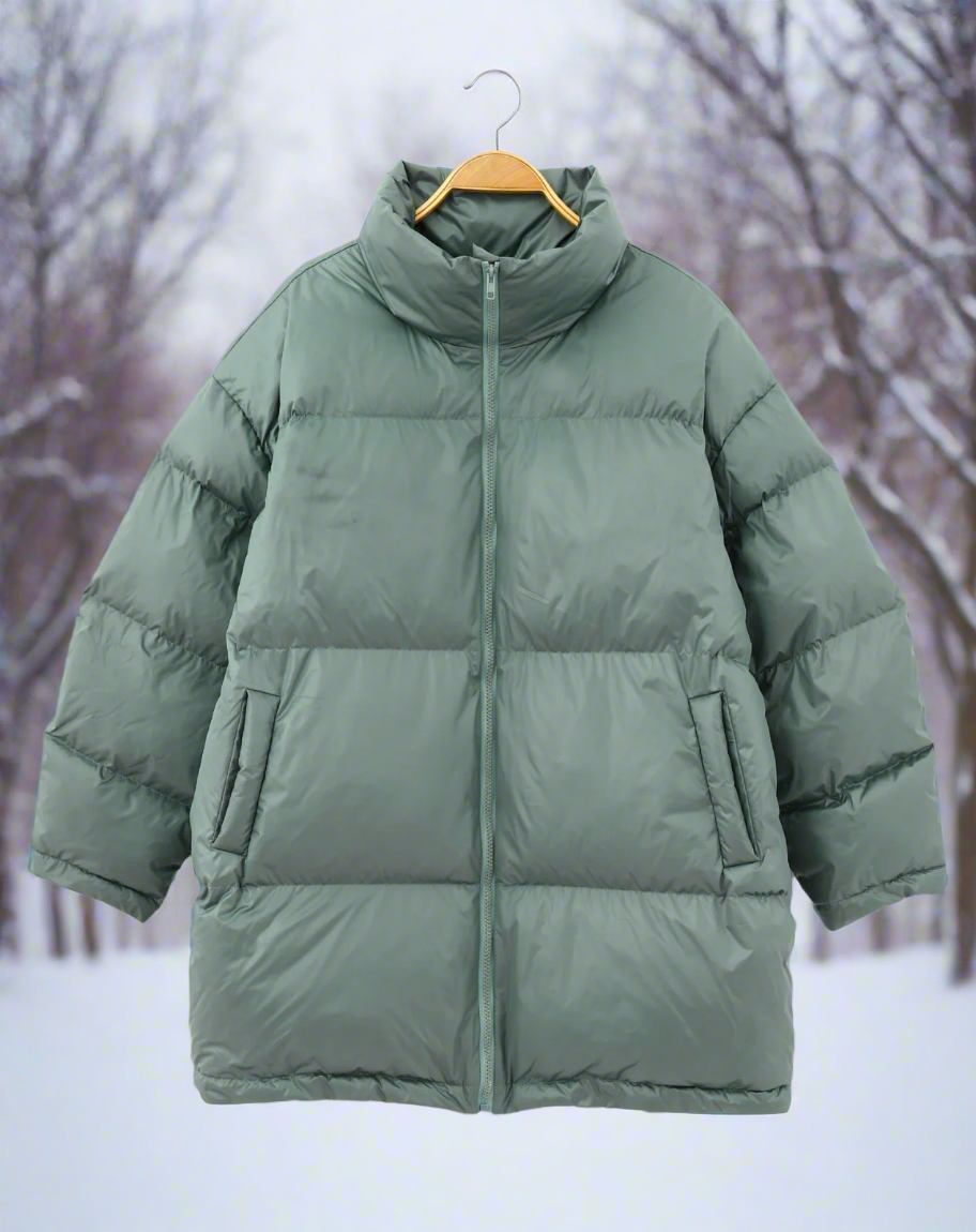 Women Coat | Quilted High Collar Loose Fit with Elastic Cuffs
