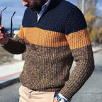 Men Sweater | Quarter-Zip Colour-Block Relaxed Fit Design
