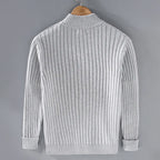 Men Cardigan | Full-Zip Relaxed Fit with Stand Collar