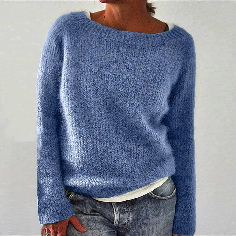 Women Sweater | Round Neck Long Sleeve Textured Regular Fit