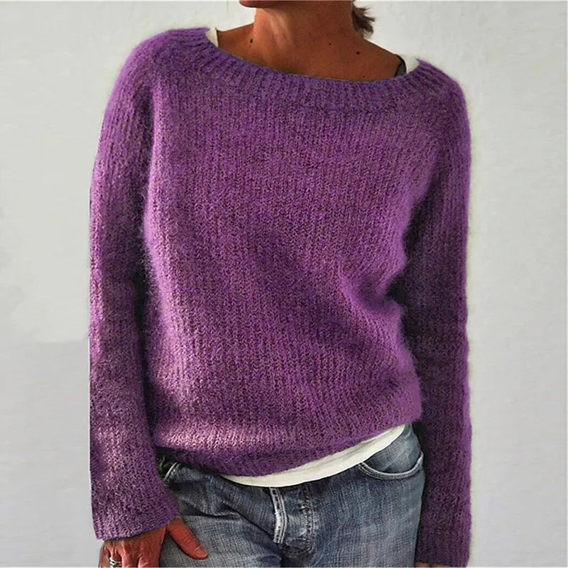 Women Sweater | Round Neck Long Sleeve Textured Regular Fit
